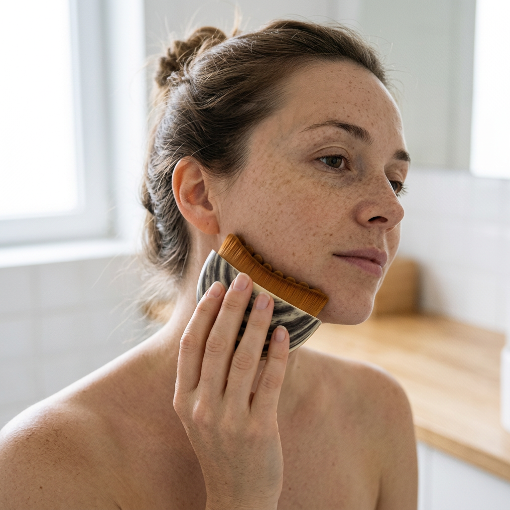 Brosse de Massage Visage Effet Bois