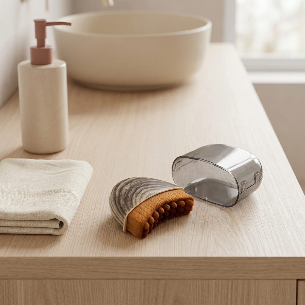 Brosse de Massage Visage Effet Bois