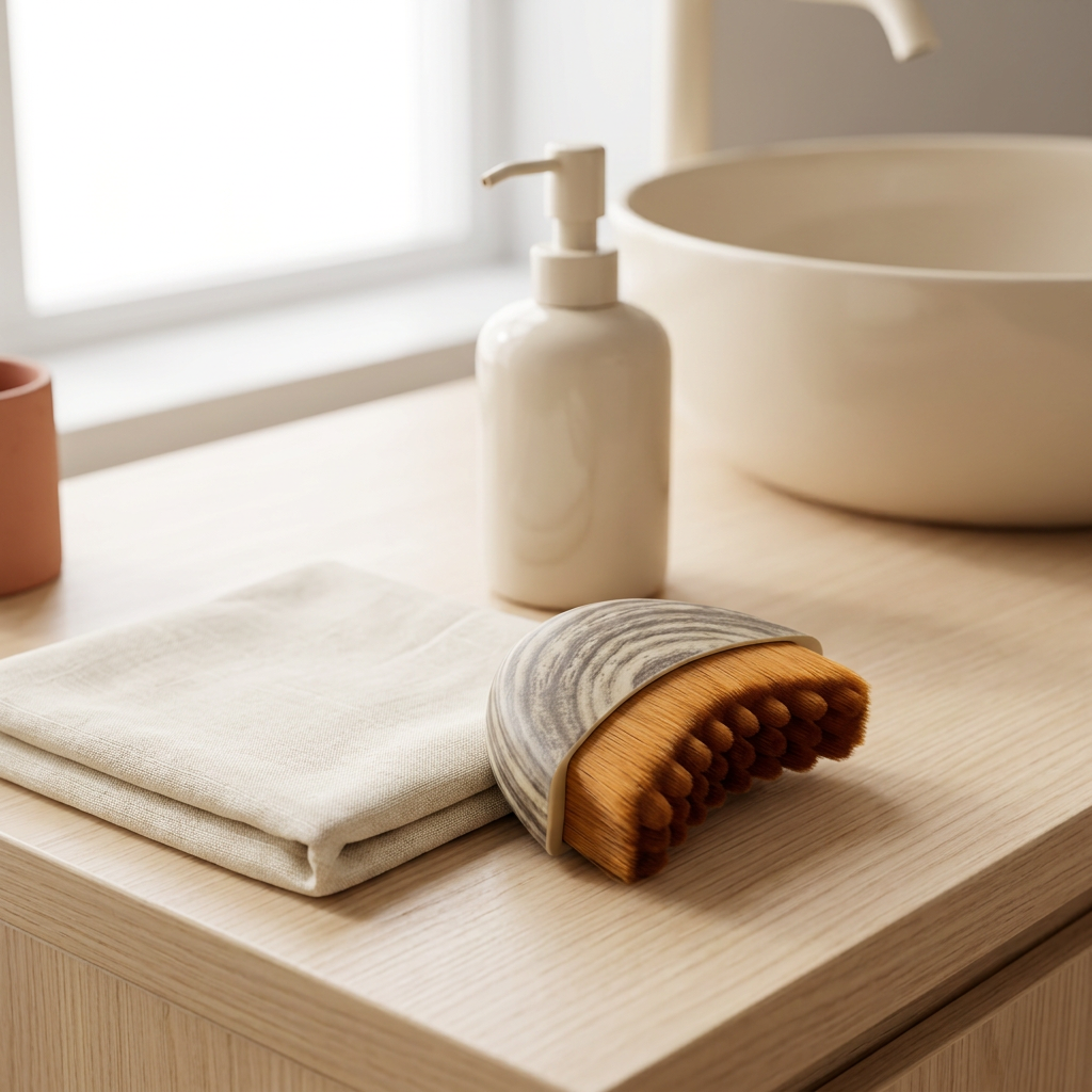 Brosse de Massage Visage Effet Bois
